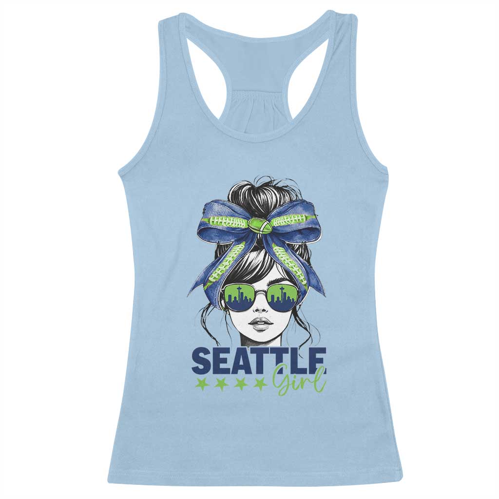 Seattle Girl Racerback Tank Top Funny Sport Fan Game Day Messy Bun TS11 Light Blue Print Your Wear