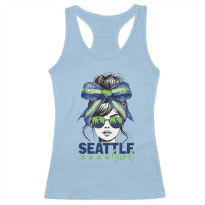 Seattle Girl Racerback Tank Top Funny Sport Fan Game Day Messy Bun TS11 Light Blue Print Your Wear