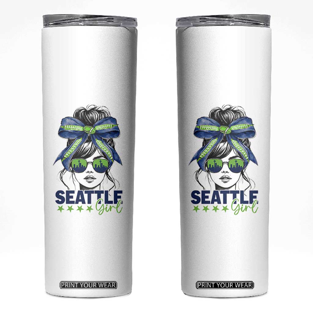 Seattle Girl Skinny Tumbler Funny Sport Fan Game Day Messy Bun TS11 White Print Your Wear