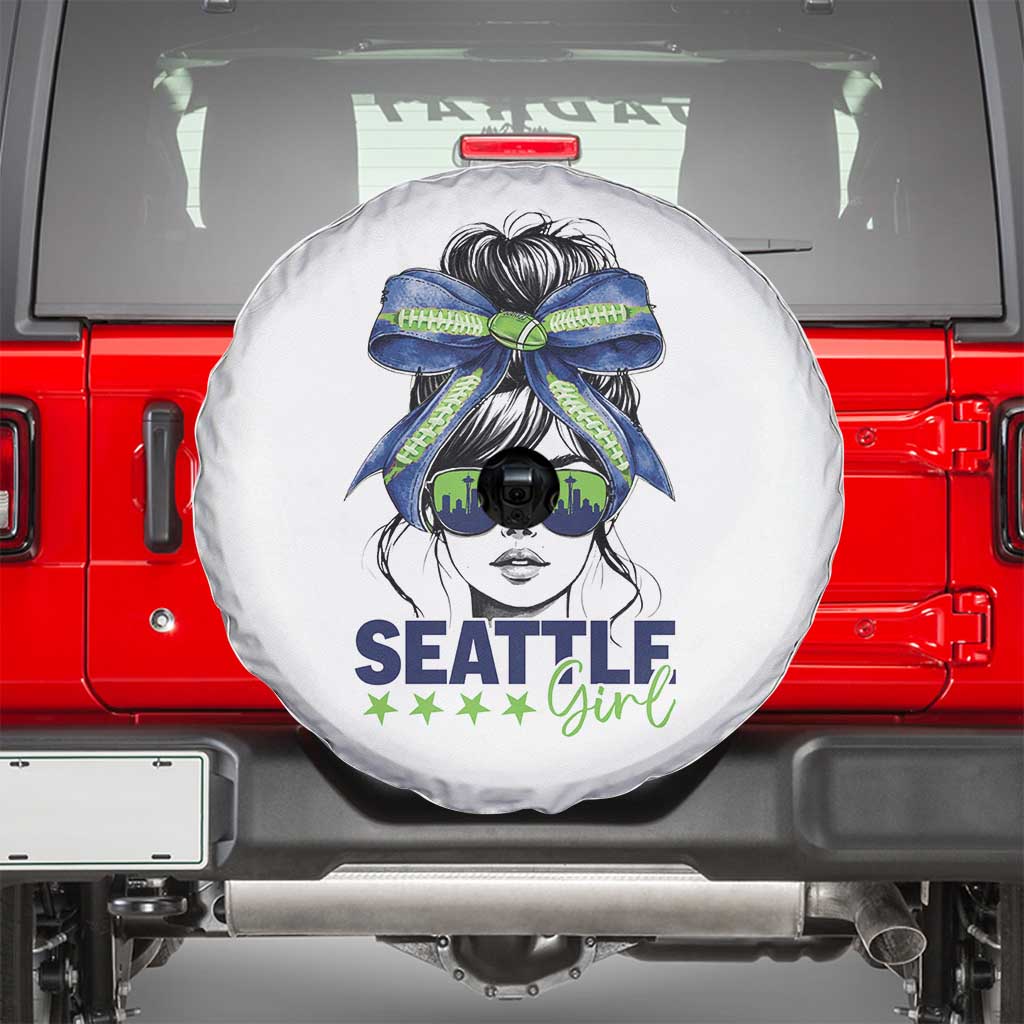Seattle Girl Spare Tire Cover Funny Sport Fan Game Day Messy Bun TS11 White Print Your Wear