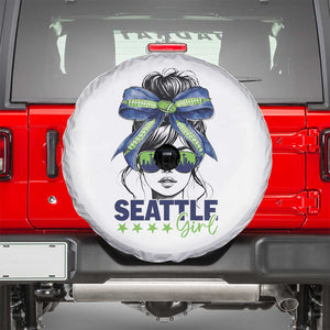 Seattle Girl Spare Tire Cover Funny Sport Fan Game Day Messy Bun TS11 White Print Your Wear
