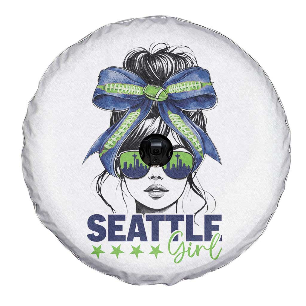 Seattle Girl Spare Tire Cover Funny Sport Fan Game Day Messy Bun TS11 Print Your Wear