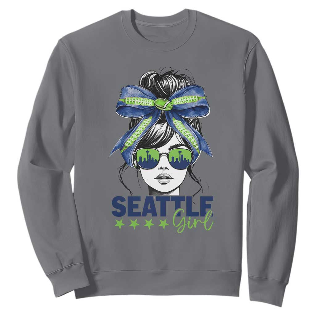 Seattle Girl Sweatshirt Funny Sport Fan Game Day Messy Bun TS11 Charcoal Print Your Wear