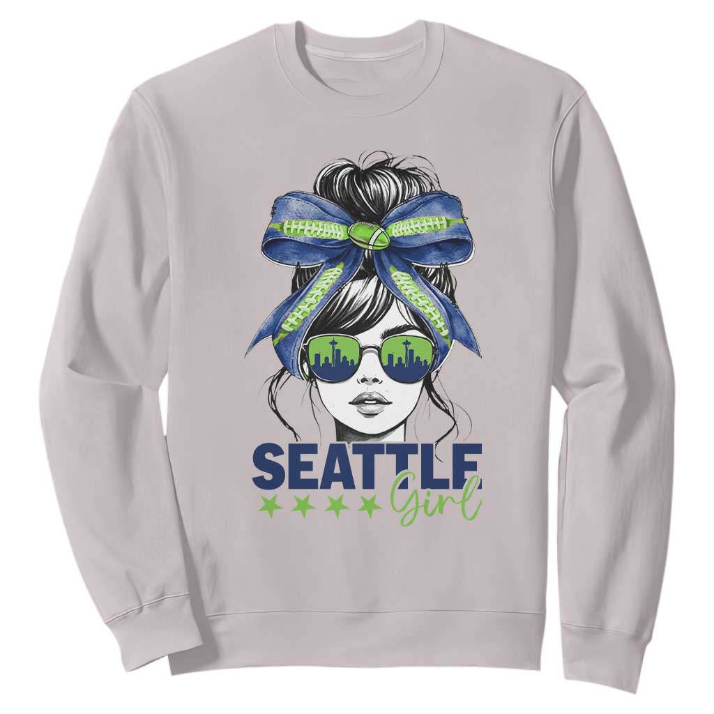 Seattle Girl Sweatshirt Funny Sport Fan Game Day Messy Bun TS11 Ice Gray Print Your Wear