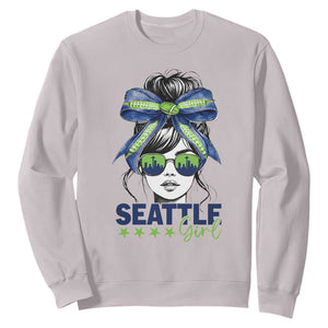 Seattle Girl Sweatshirt Funny Sport Fan Game Day Messy Bun TS11 Ice Gray Print Your Wear
