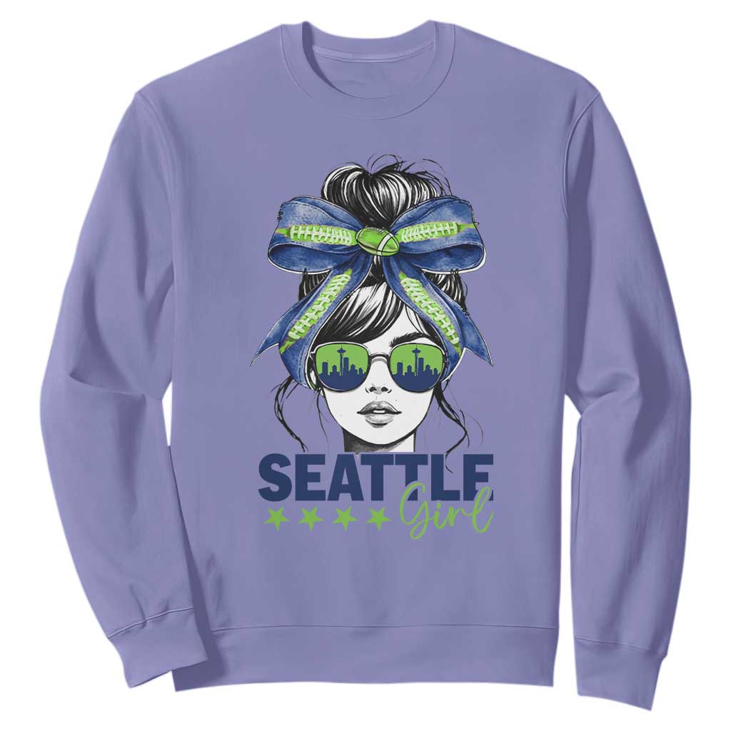 Seattle Girl Sweatshirt Funny Sport Fan Game Day Messy Bun TS11 Violet Print Your Wear