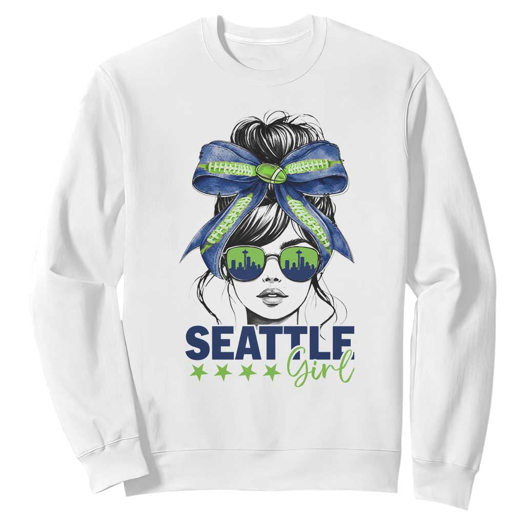 Seattle Girl Sweatshirt Funny Sport Fan Game Day Messy Bun TS11 White Print Your Wear