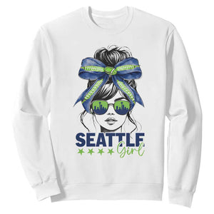 Seattle Girl Sweatshirt Funny Sport Fan Game Day Messy Bun TS11 White Print Your Wear
