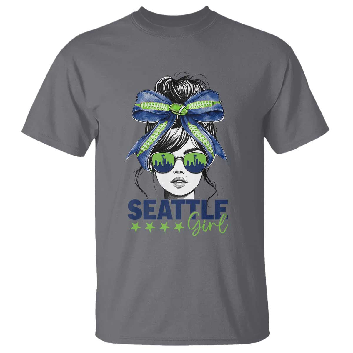Seattle Girl T Shirt Funny Sport Fan Game Day Messy Bun TS11 Charcoal Print Your Wear