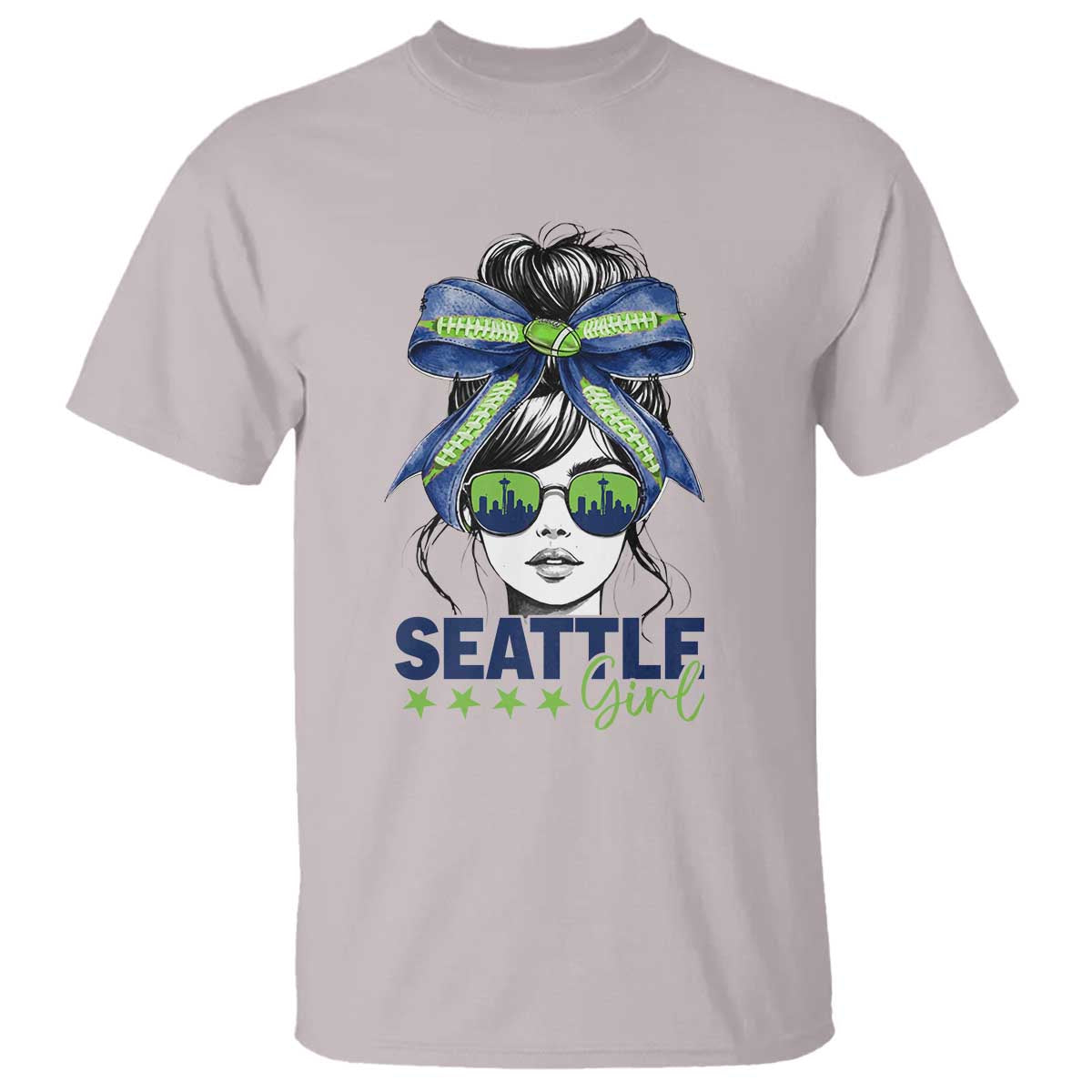 Seattle Girl T Shirt Funny Sport Fan Game Day Messy Bun TS11 Ice Gray Print Your Wear