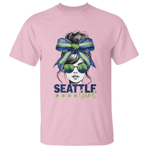 Seattle Girl T Shirt Funny Sport Fan Game Day Messy Bun TS11 Light Pink Print Your Wear