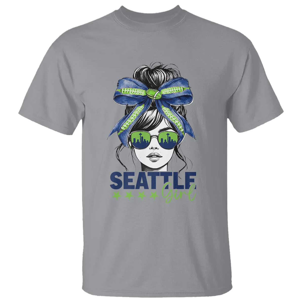Seattle Girl T Shirt Funny Sport Fan Game Day Messy Bun TS11 Sport Gray Print Your Wear
