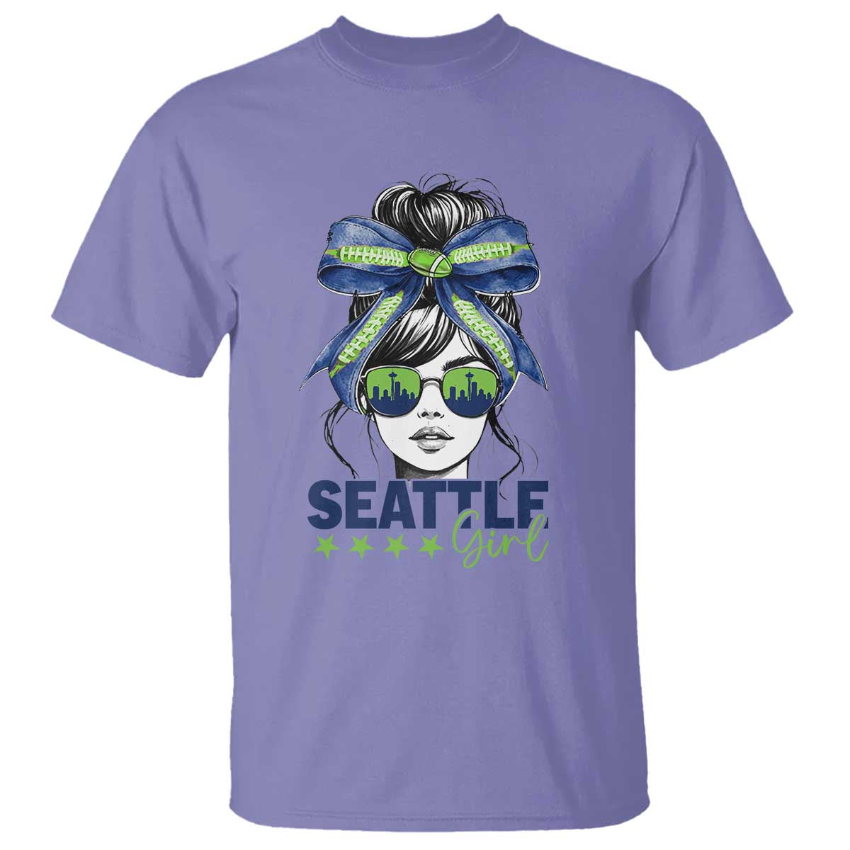 Seattle Girl T Shirt Funny Sport Fan Game Day Messy Bun TS11 Violet Print Your Wear