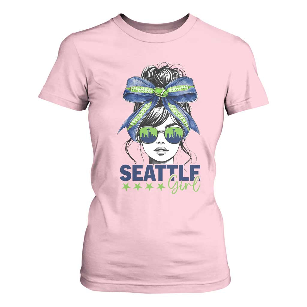 Seattle Girl T Shirt For Women Funny Sport Fan Game Day Messy Bun TS11 Light Pink Print Your Wear
