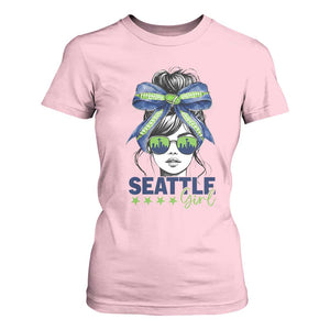 Seattle Girl T Shirt For Women Funny Sport Fan Game Day Messy Bun TS11 Light Pink Print Your Wear