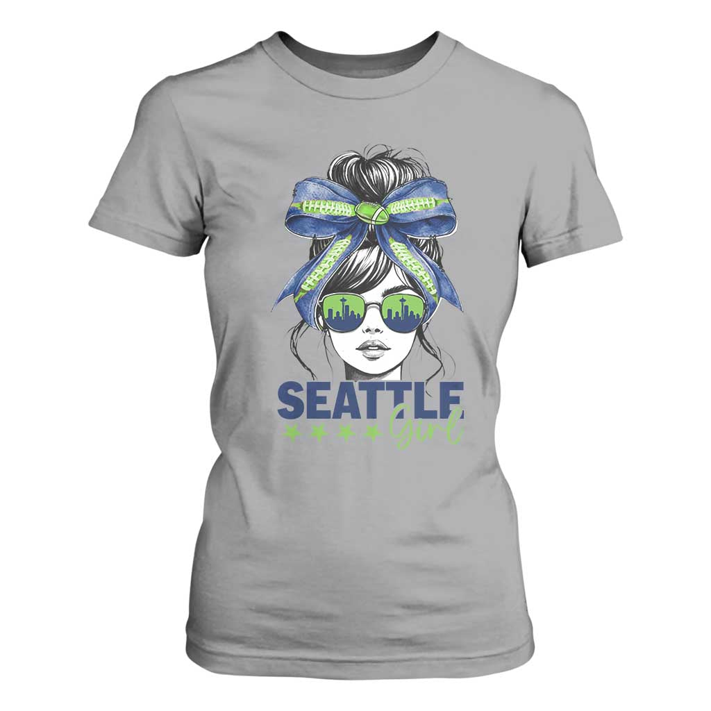 Seattle Girl T Shirt For Women Funny Sport Fan Game Day Messy Bun TS11 Sport Gray Print Your Wear