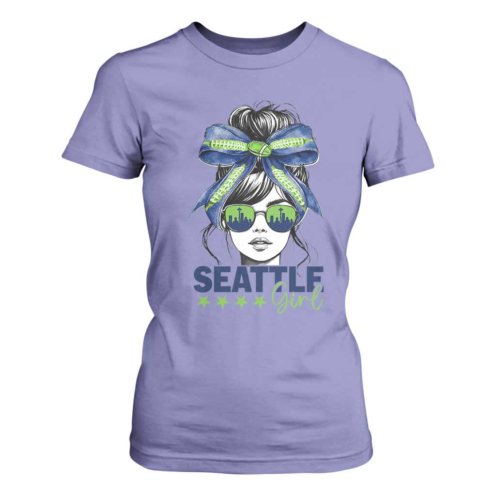Seattle Girl T Shirt For Women Funny Sport Fan Game Day Messy Bun TS11 Violet Print Your Wear