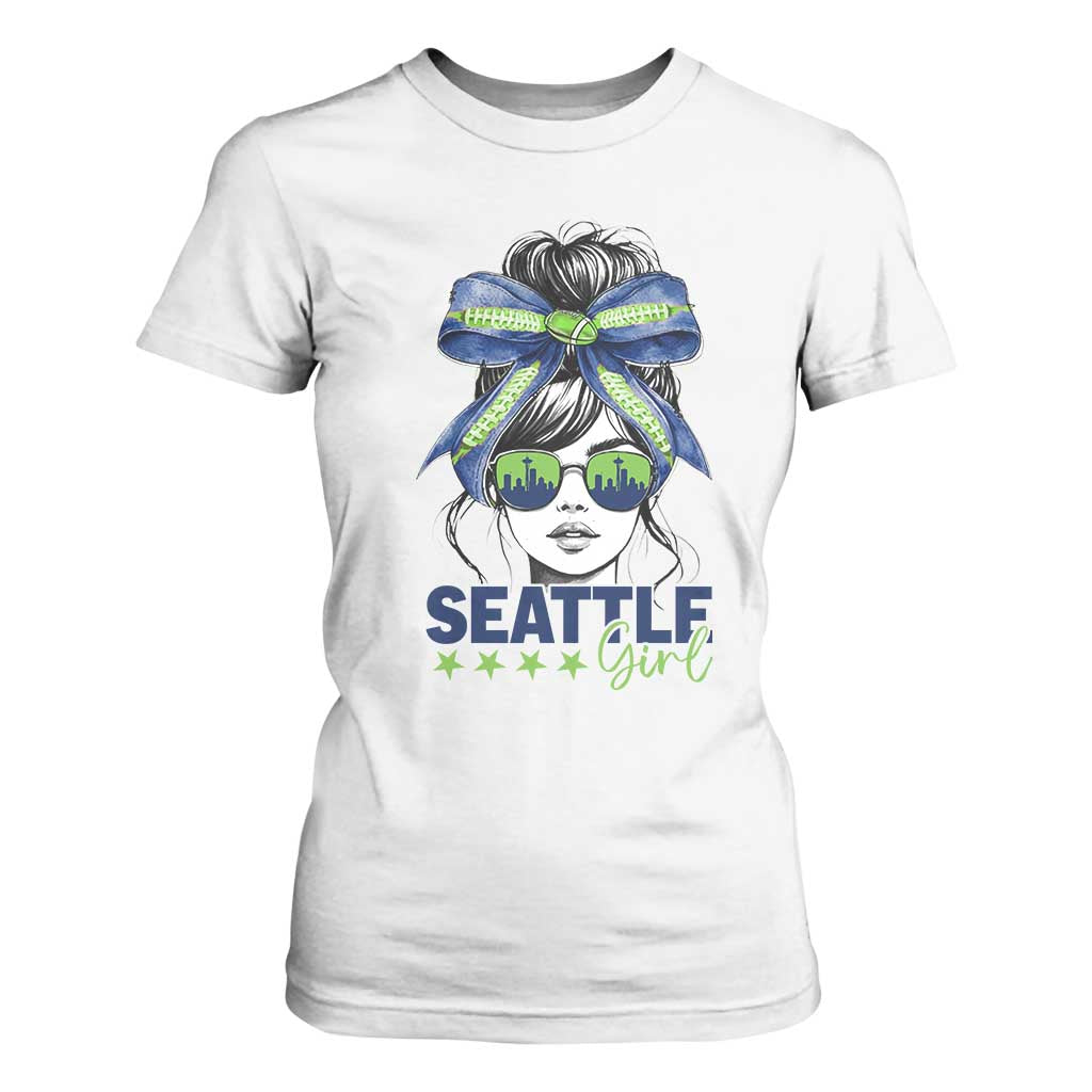 Seattle Girl T Shirt For Women Funny Sport Fan Game Day Messy Bun TS11 White Print Your Wear