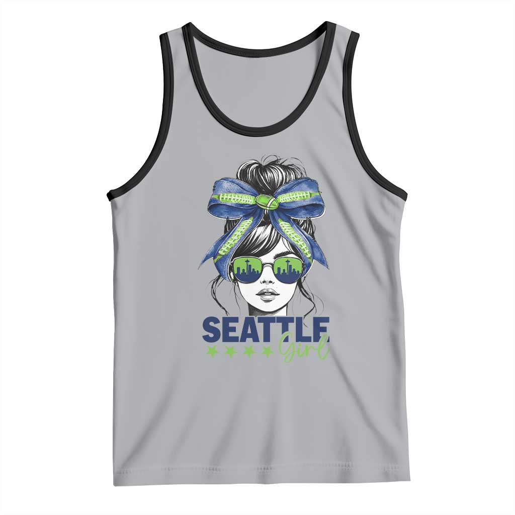 Seattle Girl Tank Top Funny Sport Fan Game Day Messy Bun TS11 Athletic Heather Black Print Your Wear