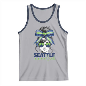 Seattle Girl Tank Top Funny Sport Fan Game Day Messy Bun TS11 Athletic Heather Navy Print Your Wear