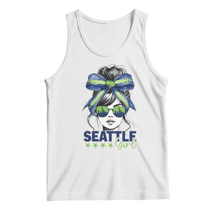 Seattle Girl Tank Top Funny Sport Fan Game Day Messy Bun TS11 White Print Your Wear