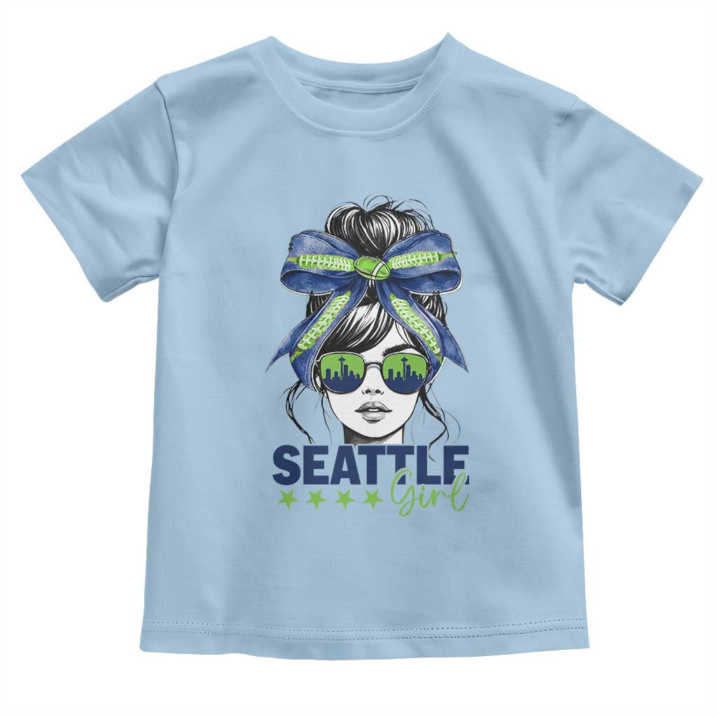 Seattle Girl Toddler T Shirt Funny Sport Fan Game Day Messy Bun TS11 Light Blue Print Your Wear