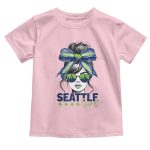 Seattle Girl Toddler T Shirt Funny Sport Fan Game Day Messy Bun TS11 Light Pink Print Your Wear