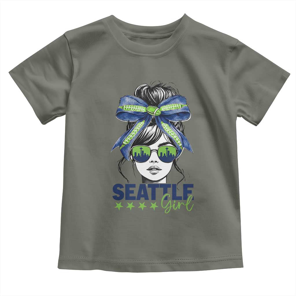 Seattle Girl Toddler T Shirt Funny Sport Fan Game Day Messy Bun TS11 Military Green Print Your Wear
