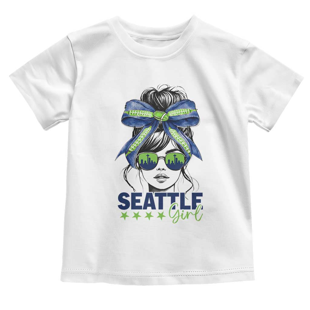 Seattle Girl Toddler T Shirt Funny Sport Fan Game Day Messy Bun TS11 White Print Your Wear