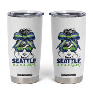 Seattle Girl Tumbler Cup Funny Sport Fan Game Day Messy Bun TS11 White Print Your Wear