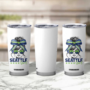 Seattle Girl Tumbler Cup Funny Sport Fan Game Day Messy Bun TS11 Print Your Wear