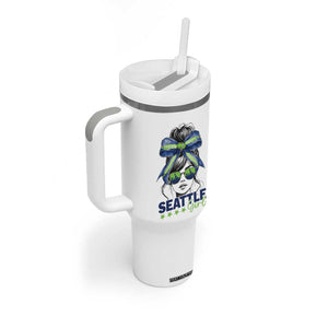 Seattle Girl Tumbler With Handle Funny Sport Fan Game Day Messy Bun TS11 Print Your Wear
