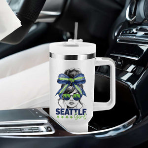 Seattle Girl Tumbler With Handle Funny Sport Fan Game Day Messy Bun TS11 Print Your Wear