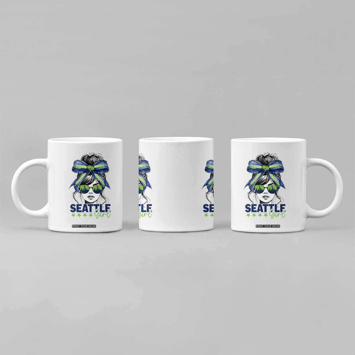 Seattle Girl Coffee Mug Funny Sport Fan Game Day Messy Bun TS11 Print Your Wear