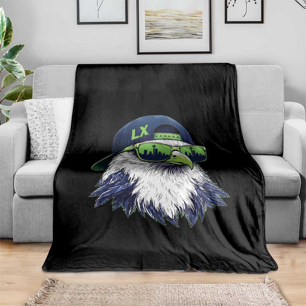 Vintage Hawk Graphic LX Cap Seattle Skyline Game Day Throw Blanket TS11 Print Your Wear