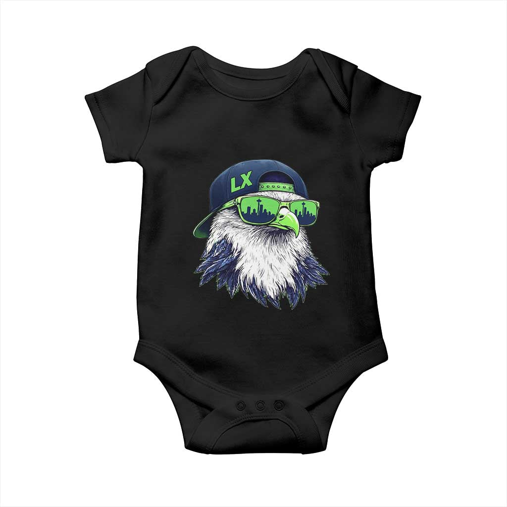 Vintage Hawk Graphic LX Cap Seattle Skyline Game Day Baby Onesie TS11 Black Print Your Wear