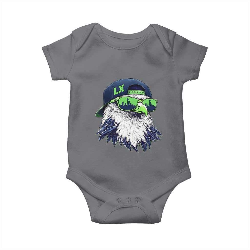 Vintage Hawk Graphic LX Cap Seattle Skyline Game Day Baby Onesie TS11 Charcoal Print Your Wear