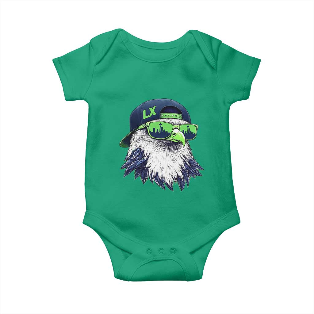 Vintage Hawk Graphic LX Cap Seattle Skyline Game Day Baby Onesie TS11 Irish Green Print Your Wear