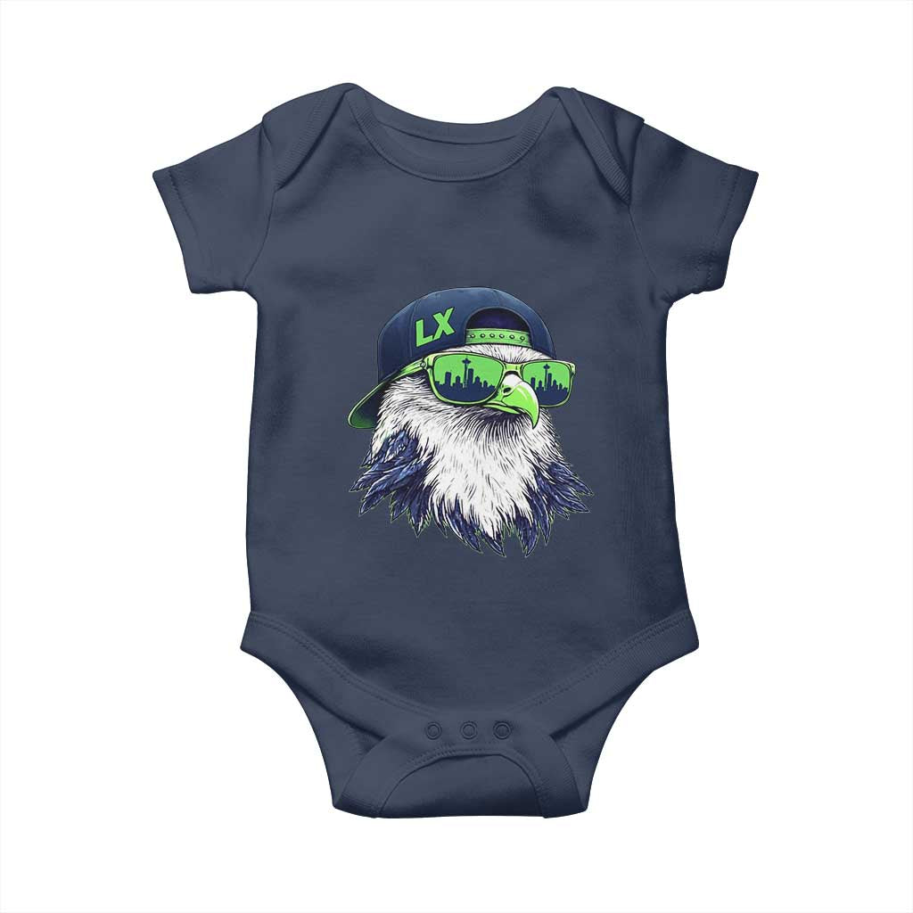 Vintage Hawk Graphic LX Cap Seattle Skyline Game Day Baby Onesie TS11 Navy Print Your Wear