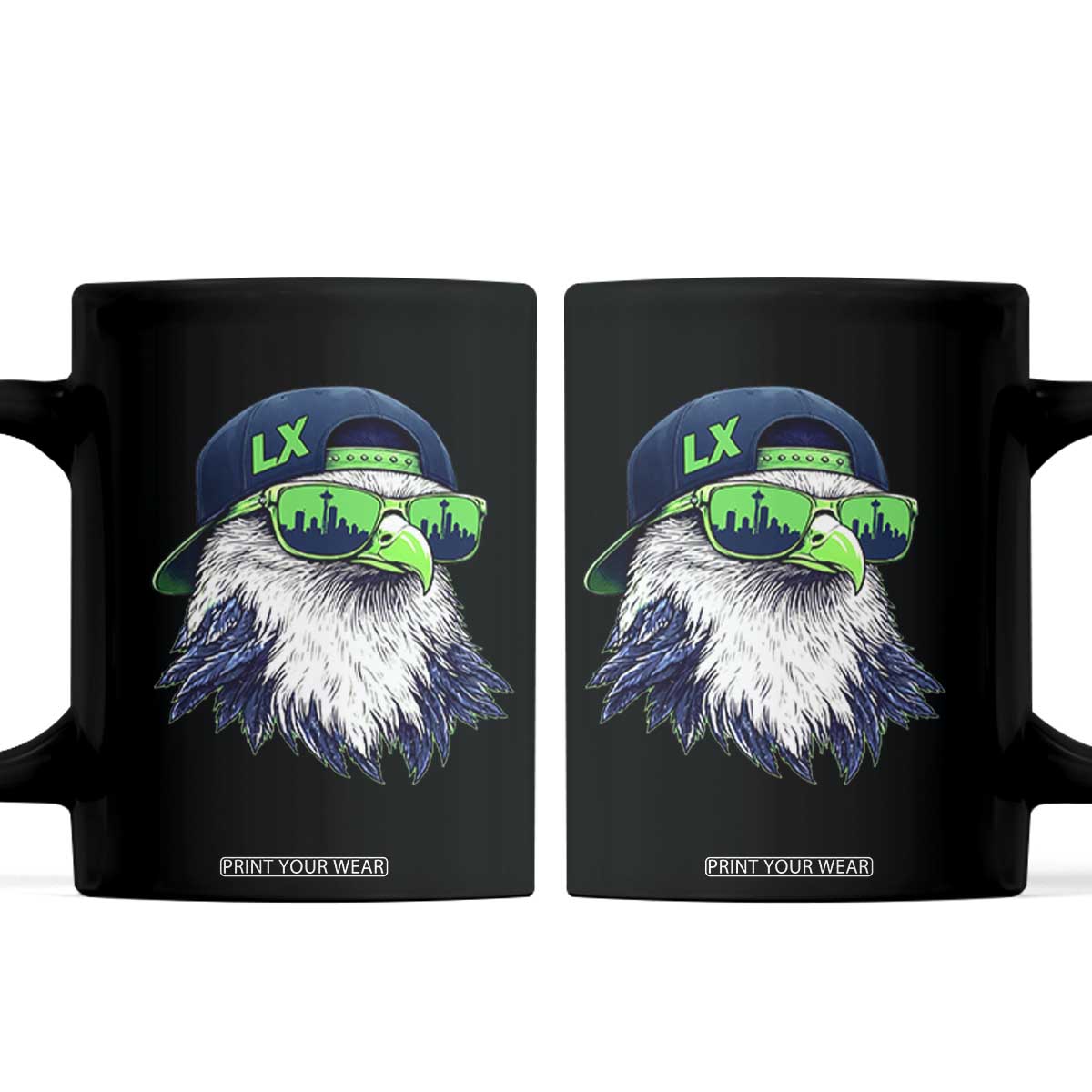 Vintage Hawk Graphic LX Cap Seattle Skyline Game Day Coffee Mug TS11 Black Print Your Wear