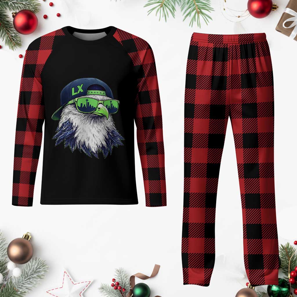 Vintage Hawk Graphic LX Cap Seattle Skyline Game Day Plaid Pajama Set TS11 Buffalo Plaid Print Your Wear