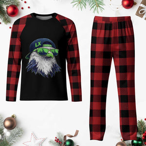 Vintage Hawk Graphic LX Cap Seattle Skyline Game Day Plaid Pajama Set TS11 Buffalo Plaid Print Your Wear