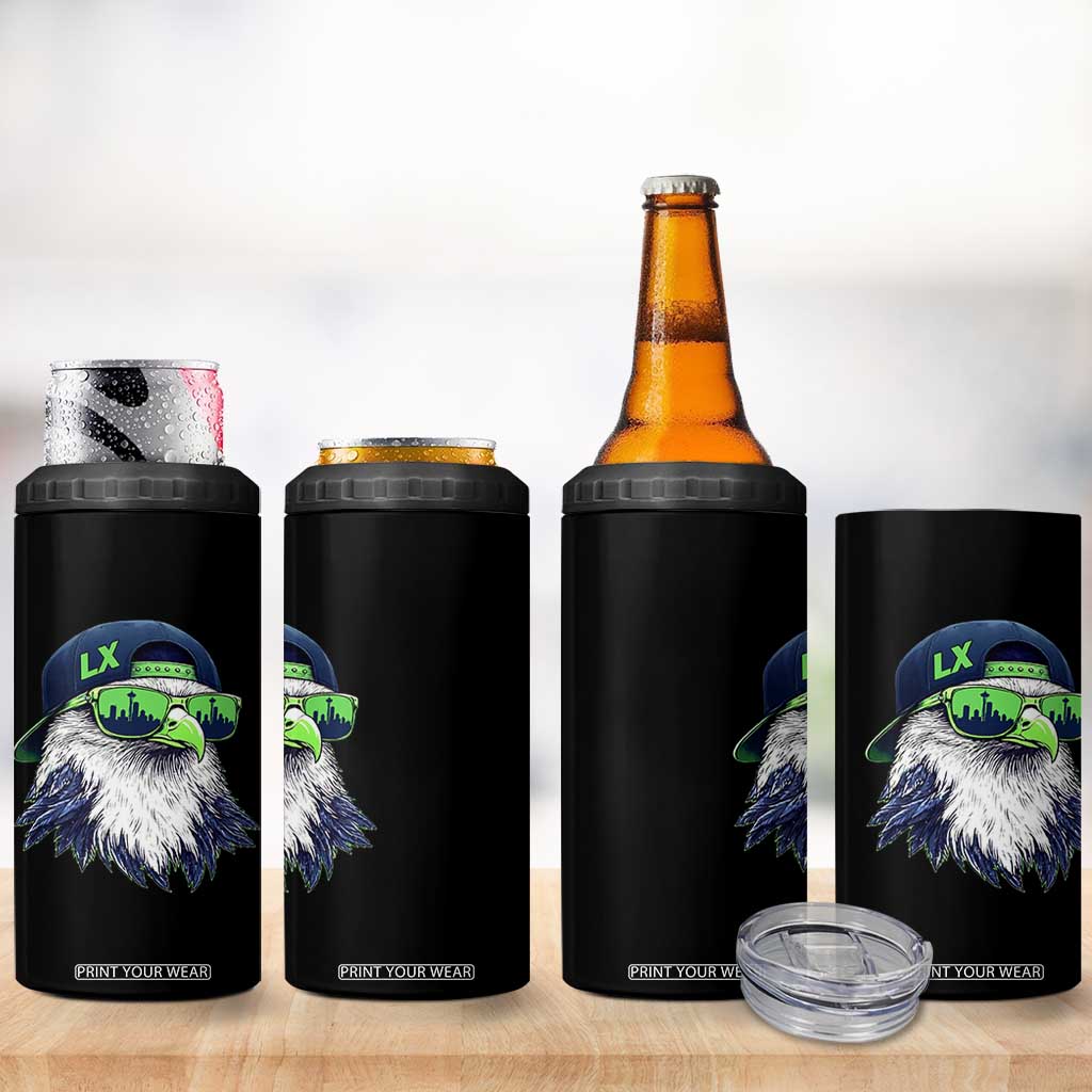 Vintage Hawk Graphic LX Cap Seattle Skyline Game Day 4 in 1 Can Cooler Tumbler TS11 Print Your Wear