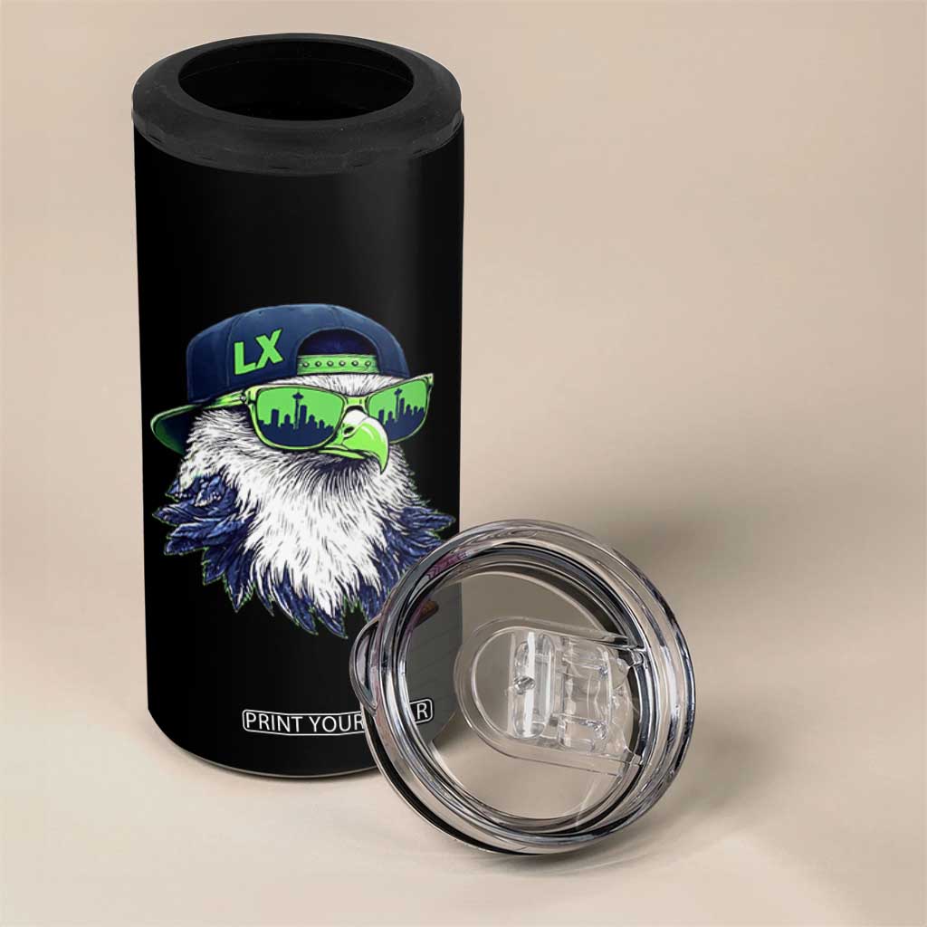 Vintage Hawk Graphic LX Cap Seattle Skyline Game Day 4 in 1 Can Cooler Tumbler TS11 Print Your Wear