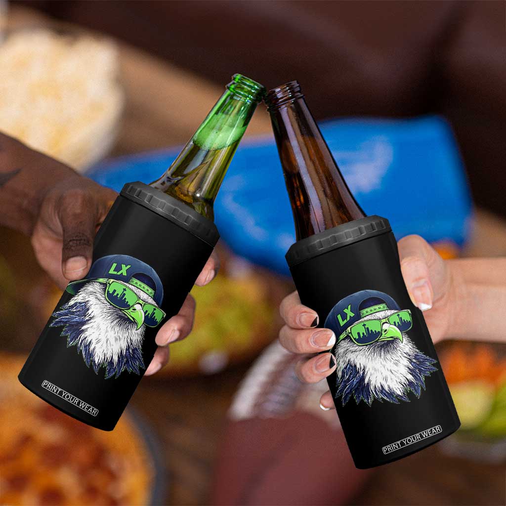 Vintage Hawk Graphic LX Cap Seattle Skyline Game Day 4 in 1 Can Cooler Tumbler TS11 Print Your Wear