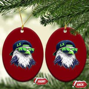 Vintage Hawk Graphic LX Cap Seattle Skyline Game Day Ceramic Ornament TS11 Print Your Wear