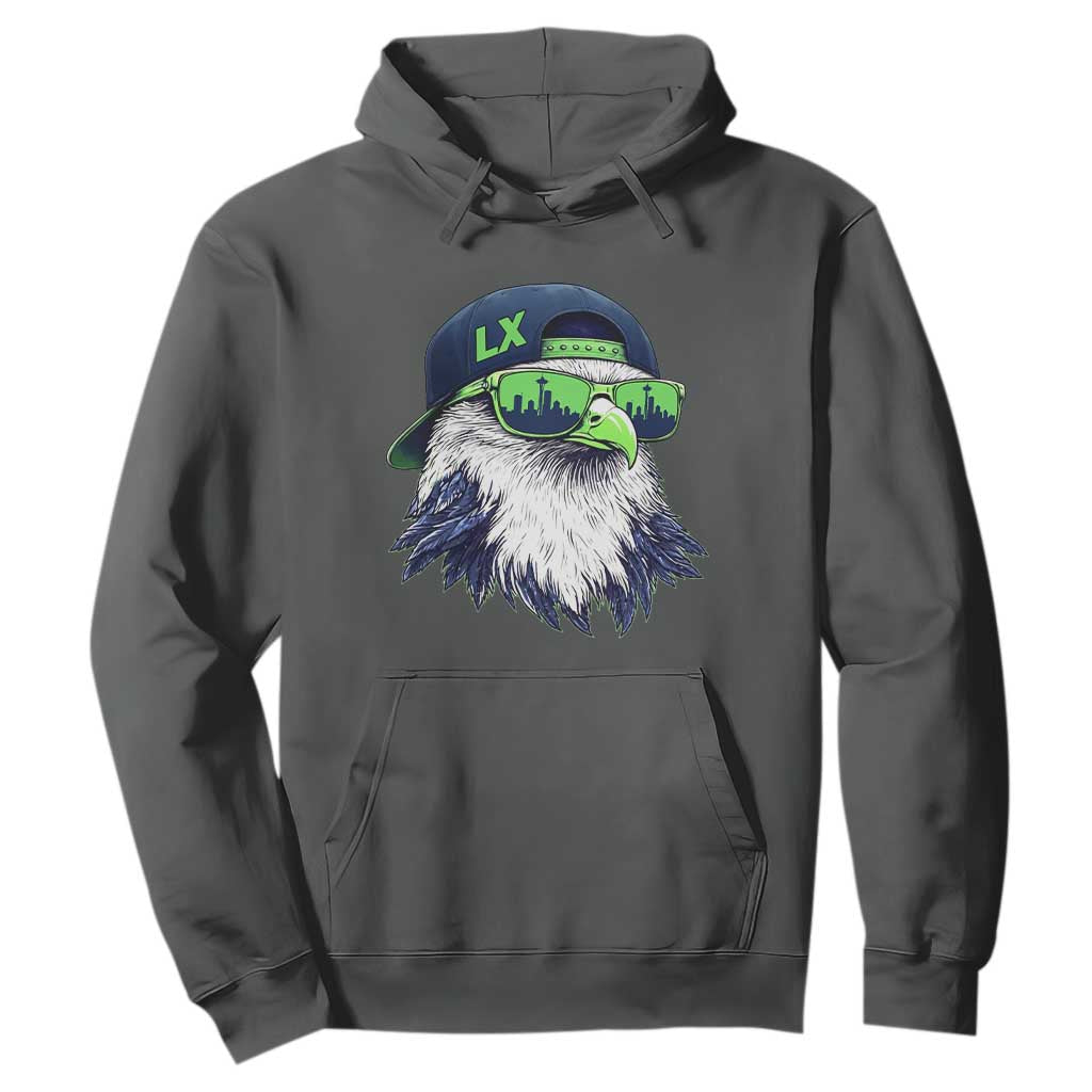 Vintage Hawk Graphic LX Cap Seattle Skyline Game Day Hoodie TS11 Dark Heather Print Your Wear