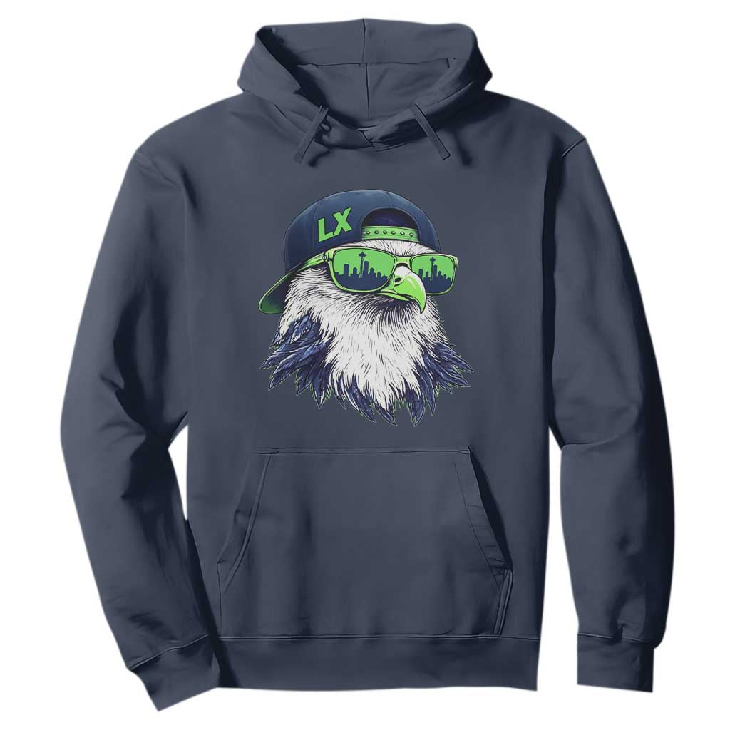 Vintage Hawk Graphic LX Cap Seattle Skyline Game Day Hoodie TS11 Navy Print Your Wear