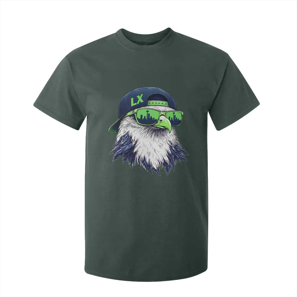 Vintage Hawk Graphic LX Cap Seattle Skyline Game Day T Shirt For Kid TS11 Dark Forest Green Print Your Wear