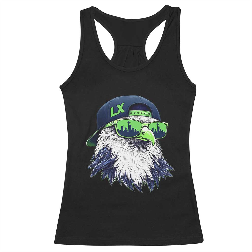 Vintage Hawk Graphic LX Cap Seattle Skyline Game Day Racerback Tank Top TS11 Black Print Your Wear